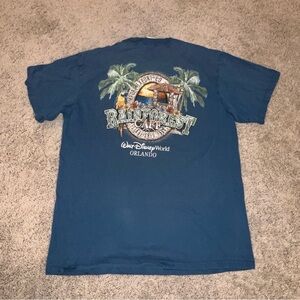 Rainforest Cafe Walt Disney World Orlando T Shirt Blue Tee 50/50 Blend Large